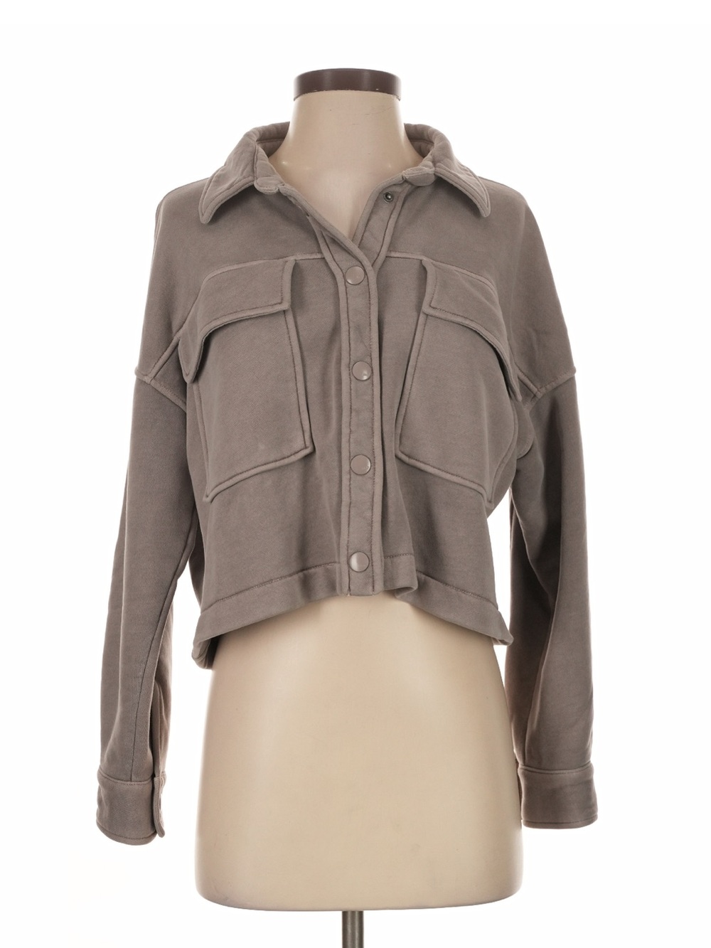 Abercrombie & Fitch Cropped Utility Jacket - Taupe Gray